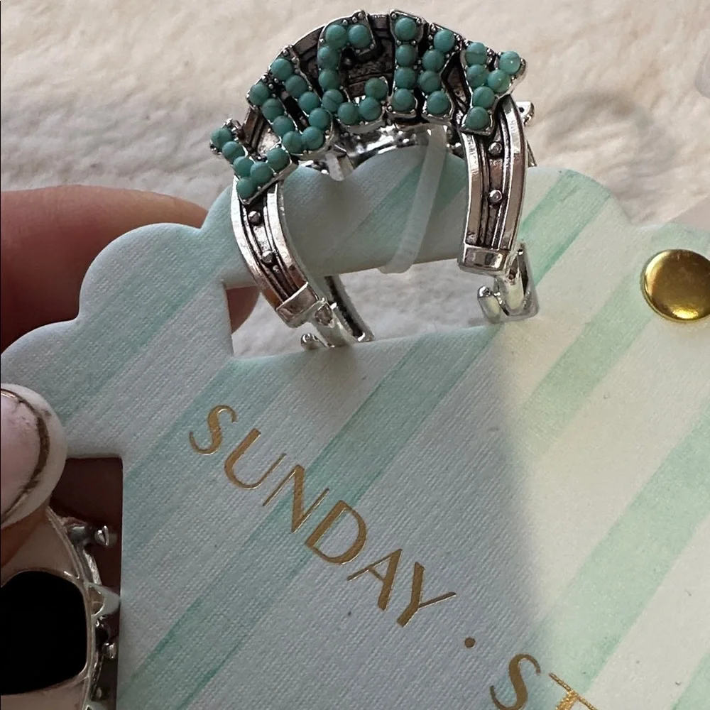 Sunday state set of 4 mini cowboy western turquoise hair claw clips